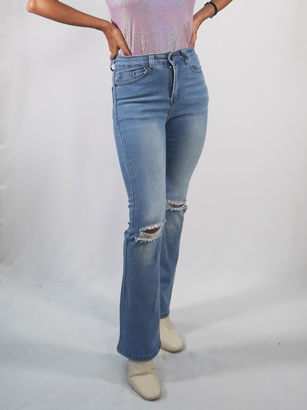 Bootcut Ripped Jeans