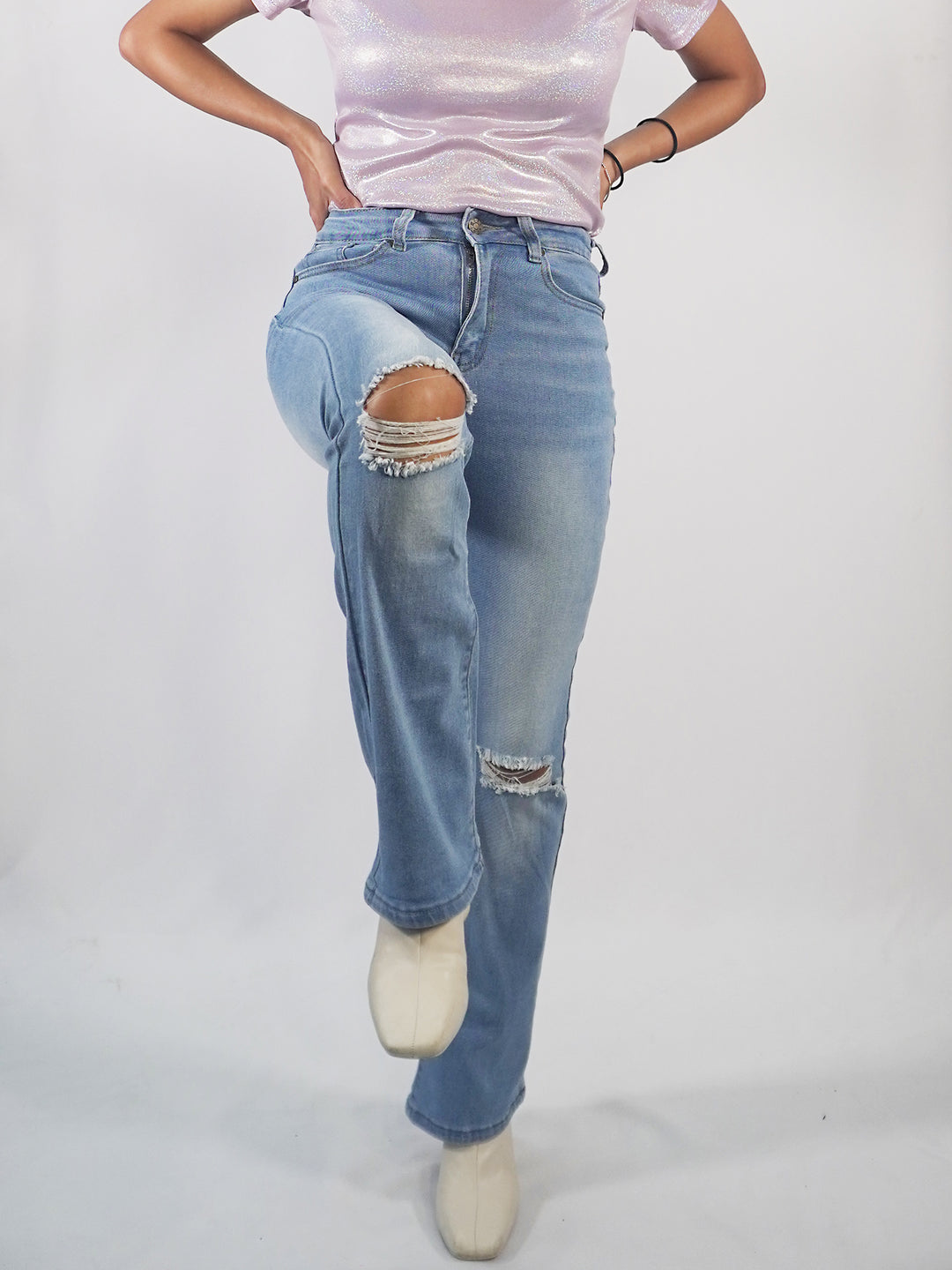 Bootcut Ripped Jeans