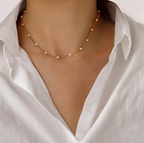 Collar Perlas Con Cadena
