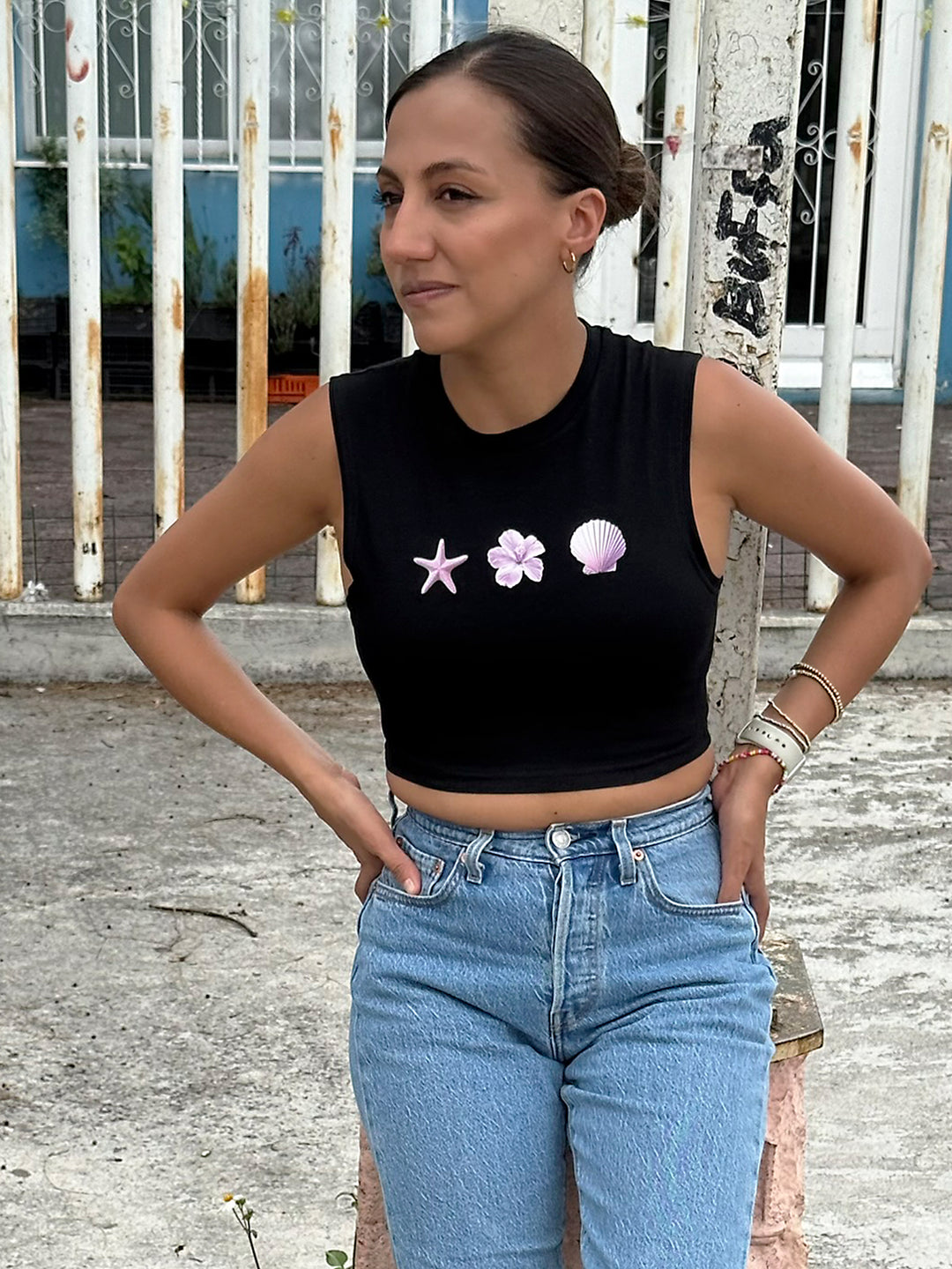 Crop Tank Estrella, Flor y Concha