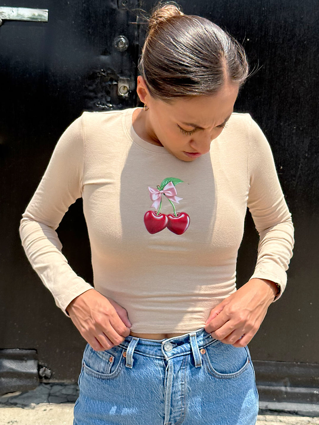 Playera Manga Larga Cerezas