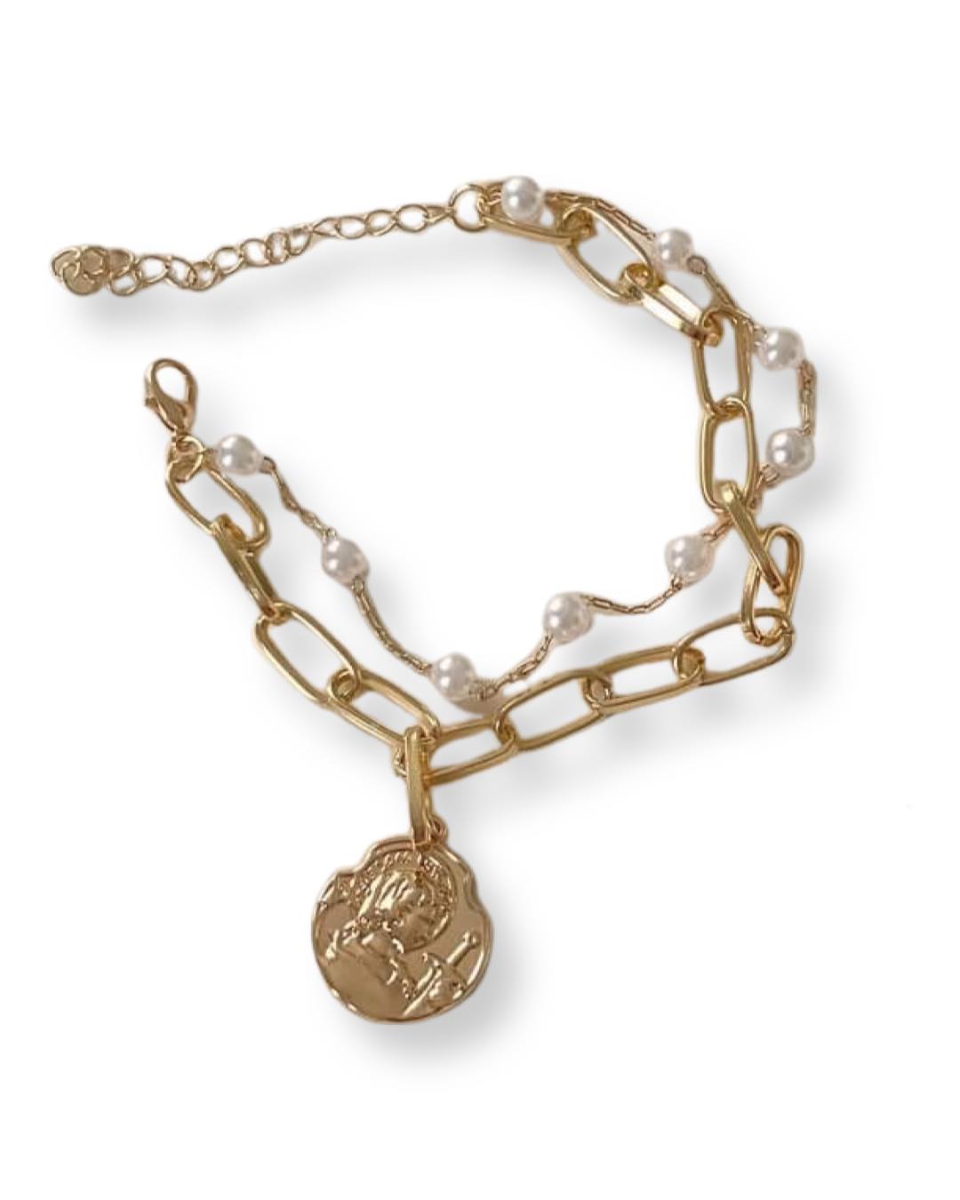 Pulsera Doble Con Perlas