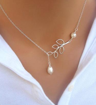 Collar Plata Con Dije De Hoja